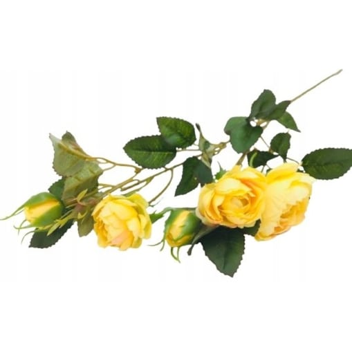 GAŁĄZKA RÓŻA żółta stroika bukietu sztuczna wiązanka pączki liście święta