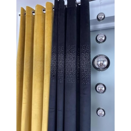 Zasłona welurowa "ALLUMINIUM" 140x250 KRYSZTAŁKI na przelotki granat