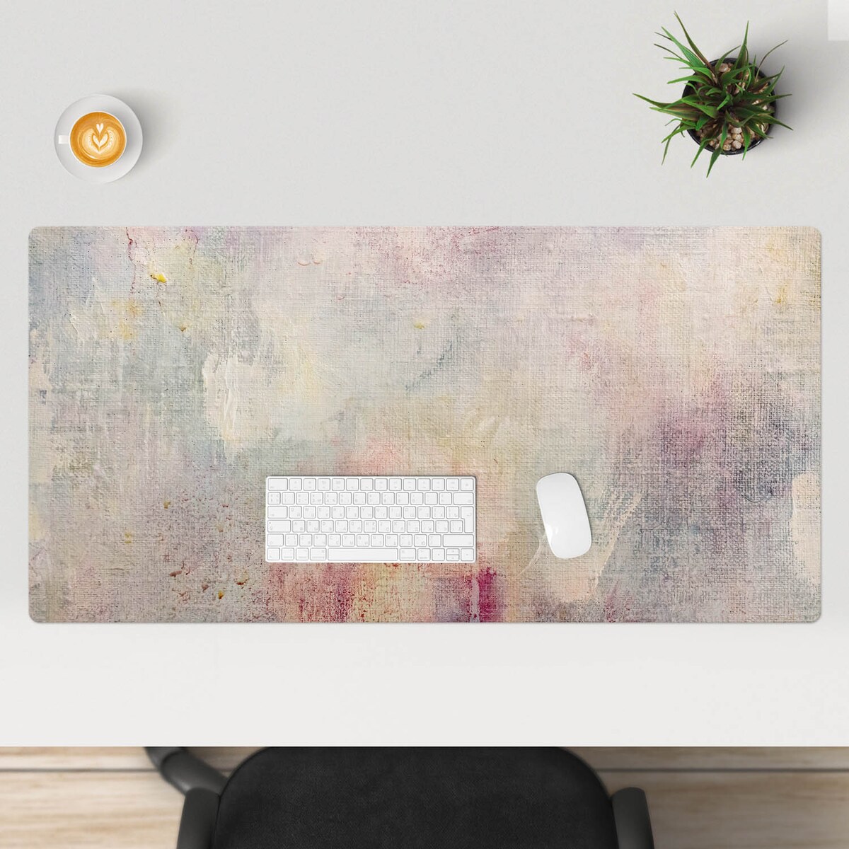 Beżowa mata na biurko Pastelowa abstrakcja, 120x60 cm