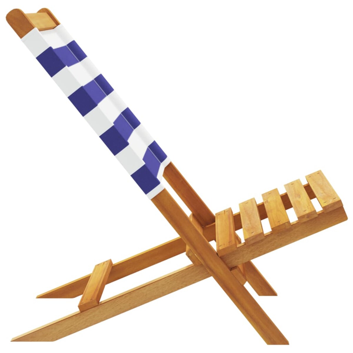 vidaXL Krzesła ogrodowe, 2 szt., niebiesko-białe, akacja i tkanina