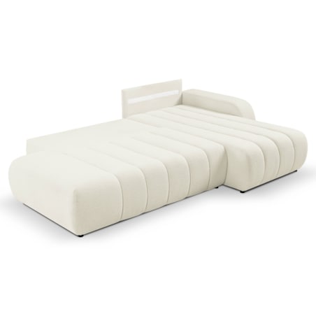 Narożnik z funkcją spania ALOO, prawostronny, tkanina boucle-śmietankowa