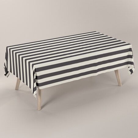 Obrus prostokątny 100 x 100 cm biało-grafitowe pionowe pasy (5,5cm)