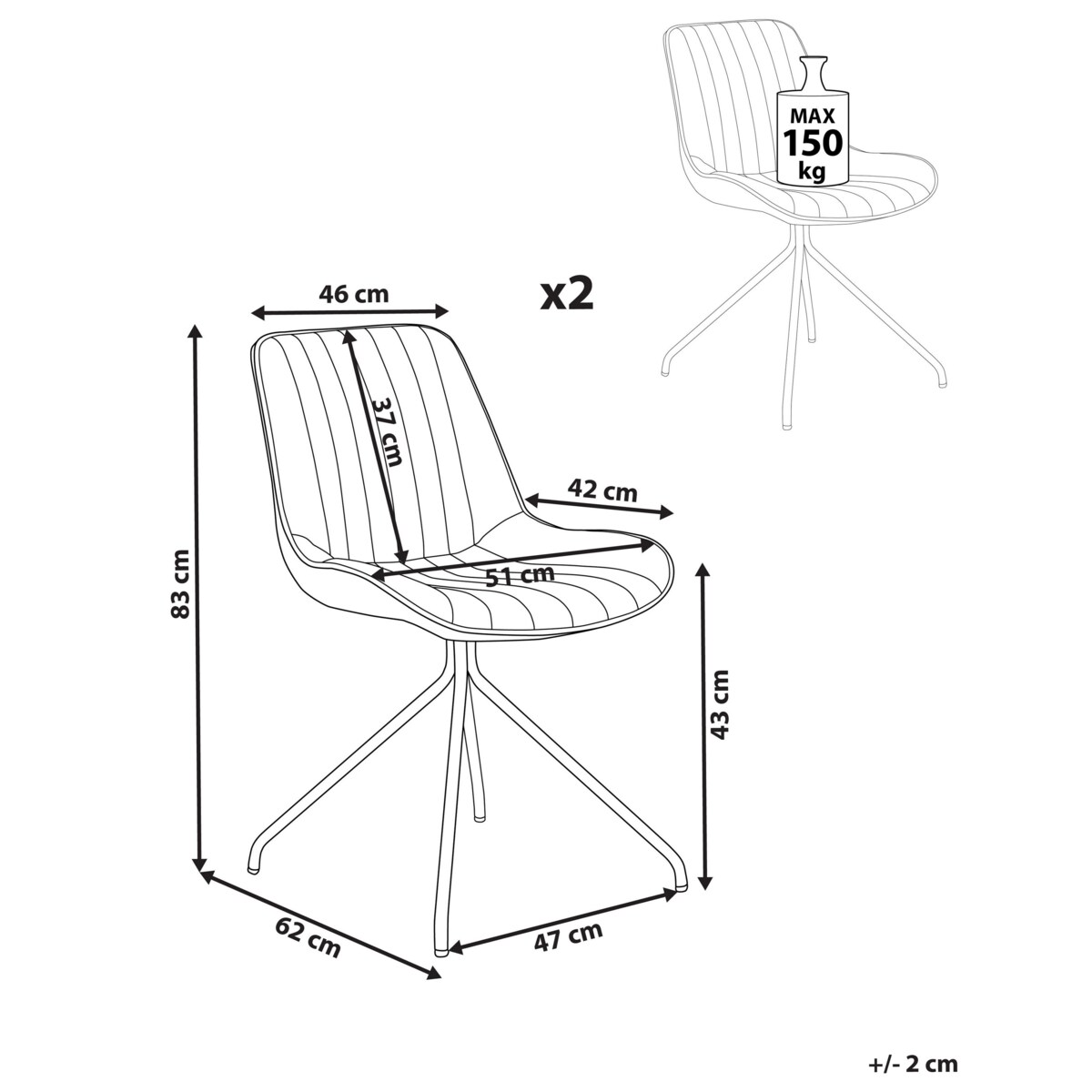 Zestaw 2 krzeseł do jadalni welurowy czarny NAVASOTA