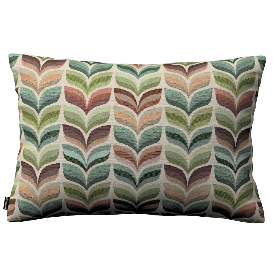 Poszewka Kinga na poduszkę prostokątną 47x28 zielono-beżowy motyw roślinny