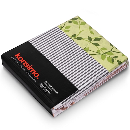 TERMES komplet pościeli z bawełny, zielony/beżowy, 160x200