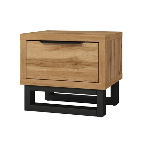 Szafka nocna HALLE 1S dąb wotan mat/czarna