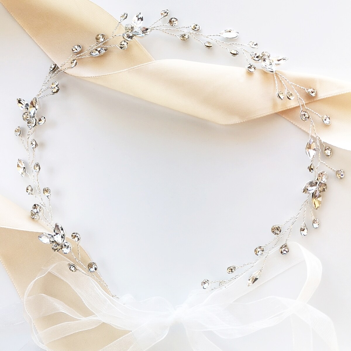 Srebrna GAŁĄZKA ślubna cyrkonie glam błyszcząca ozdoba do włosów