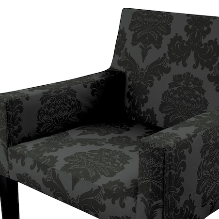 Pokrowiec na krzesło Nils, czarne liście akantu na grafitowym tle, krzesło Nils, Damasco