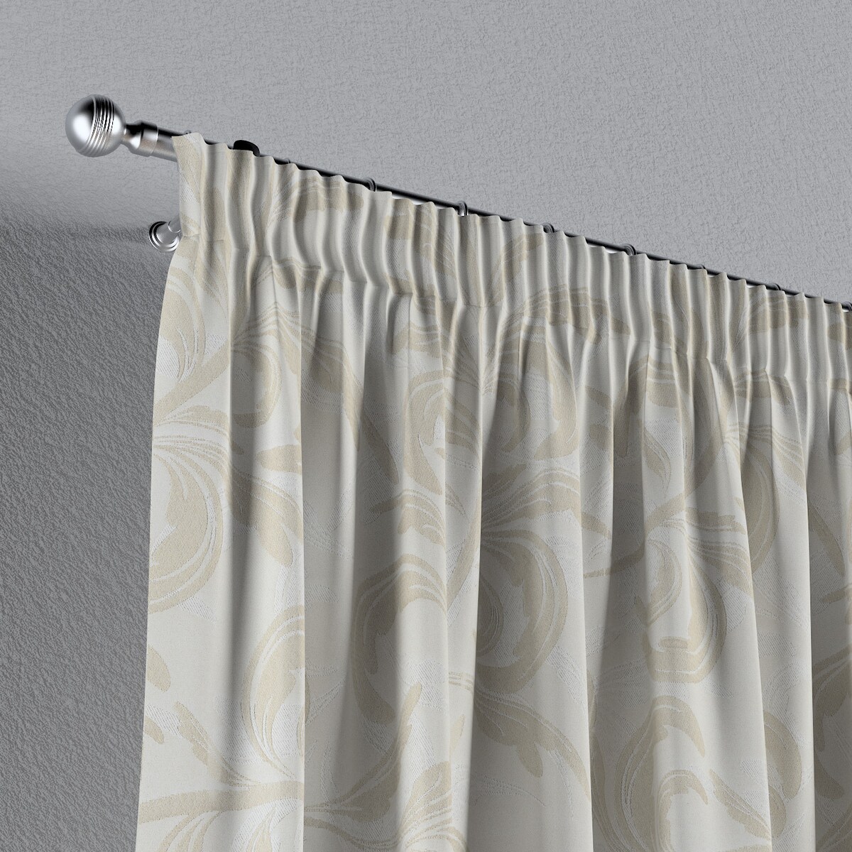 Zasłona na taśmie marszczącej 1 szt. 130x245 szaro-beżowe liście akantu