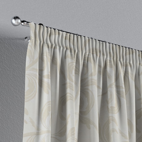 Zasłona na taśmie marszczącej 1 szt. 130x245 szaro-beżowe liście akantu