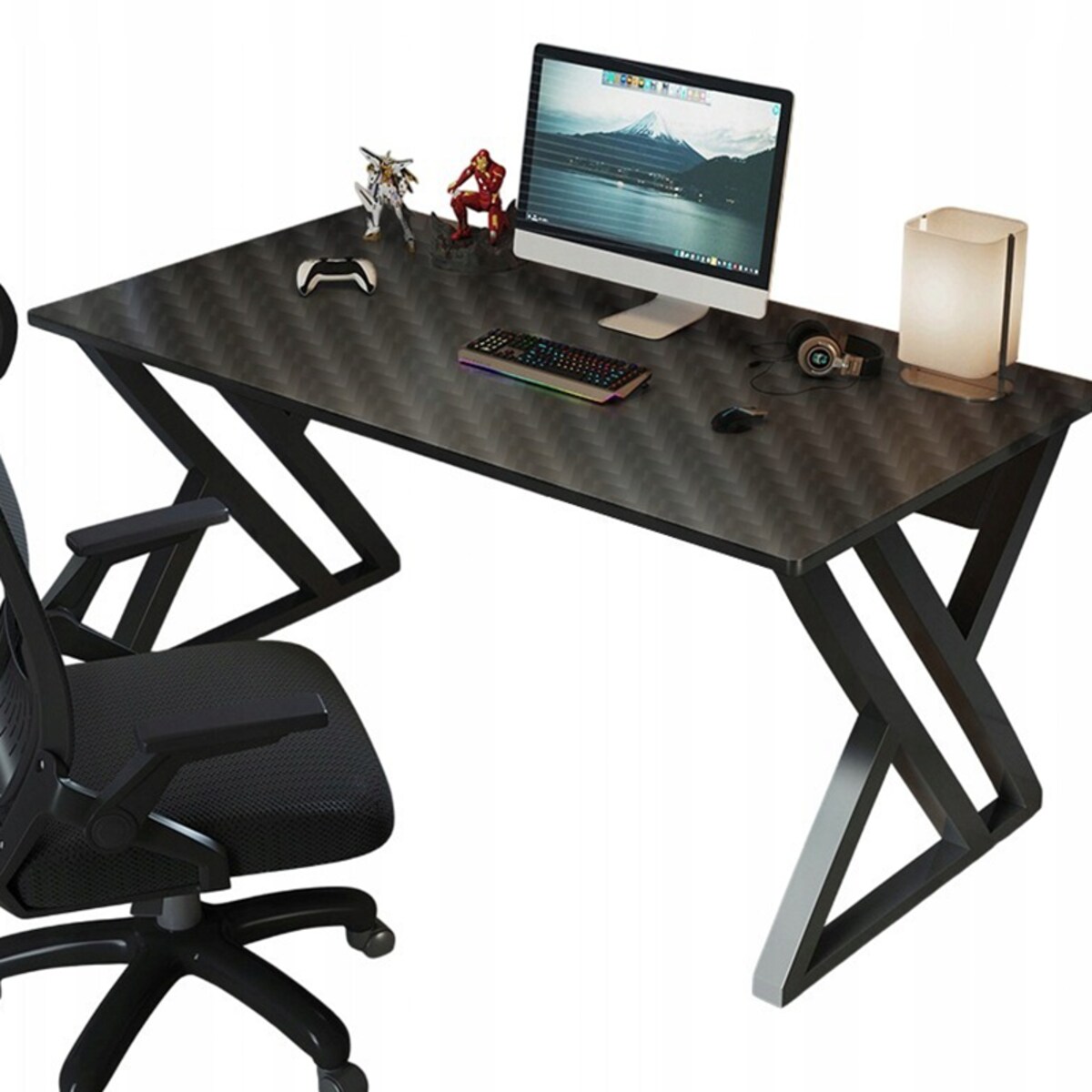 Biurko komputerowe gamingowe czarne nowoczesne dla gracza loft 120 cm