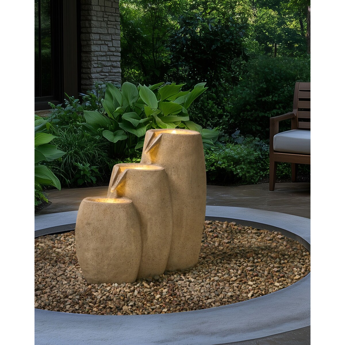 Fontanna ogrodowa z LED beżowa ARKLE