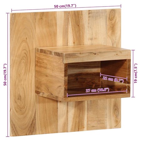 vidaXL Szafka nocna, 50x27x50 cm, lite drewno akacjowe