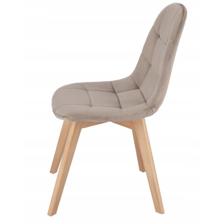 KRZESŁO skandynawskie TAPICEROWANE pikowane do kuchni salonu jadalni beżowe