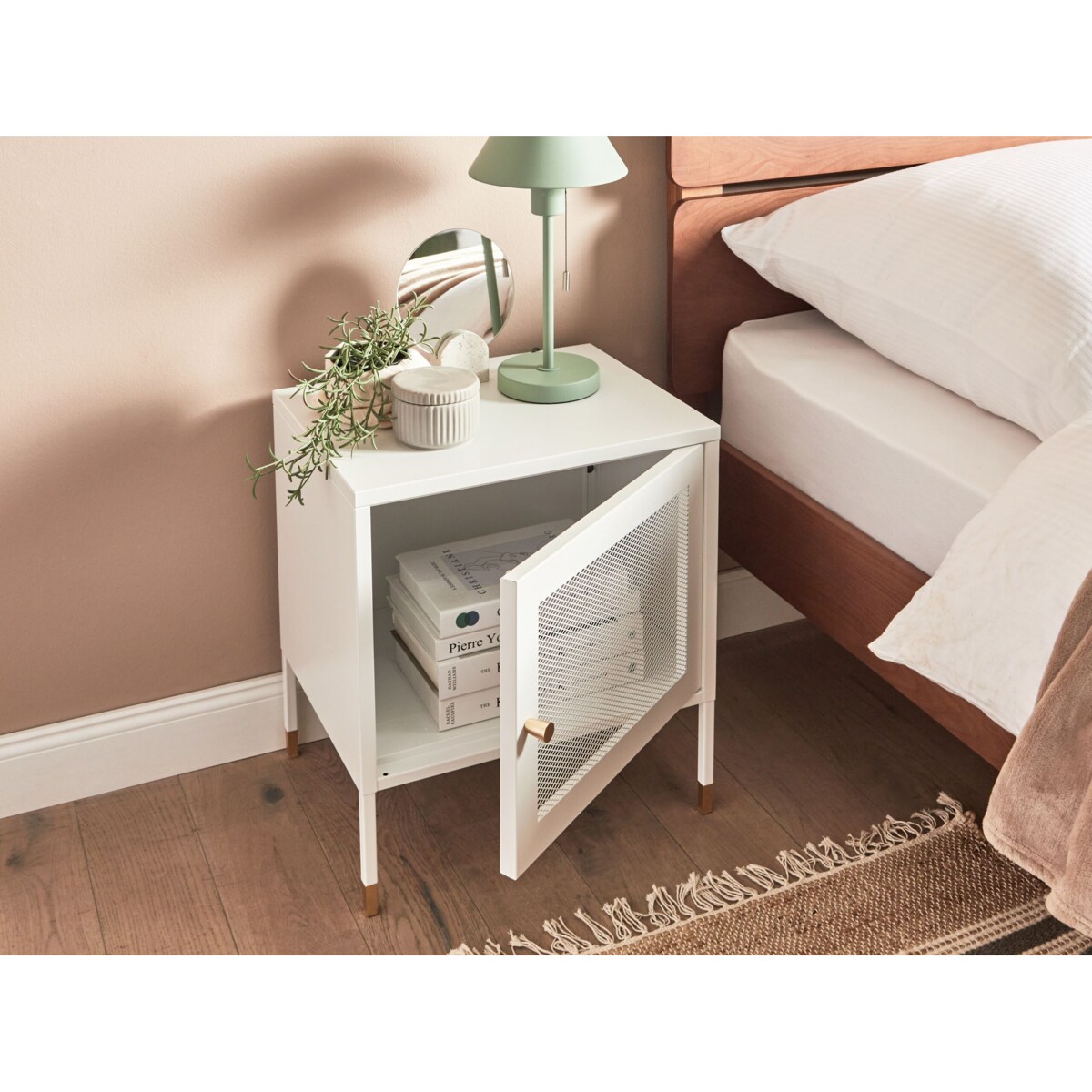 Szafka nocna metalowa biała OSSETT