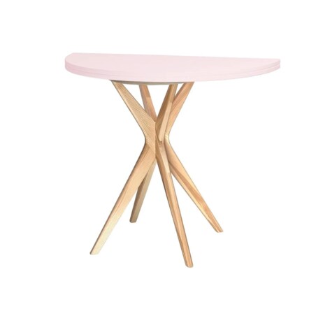 Stół półokrągły CUTTI 90x90 rozkładany różowy/jesion