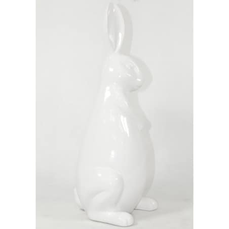 Dekoracja - siedzący biały królik z klapniętym uszkiem 33x12x16 cm