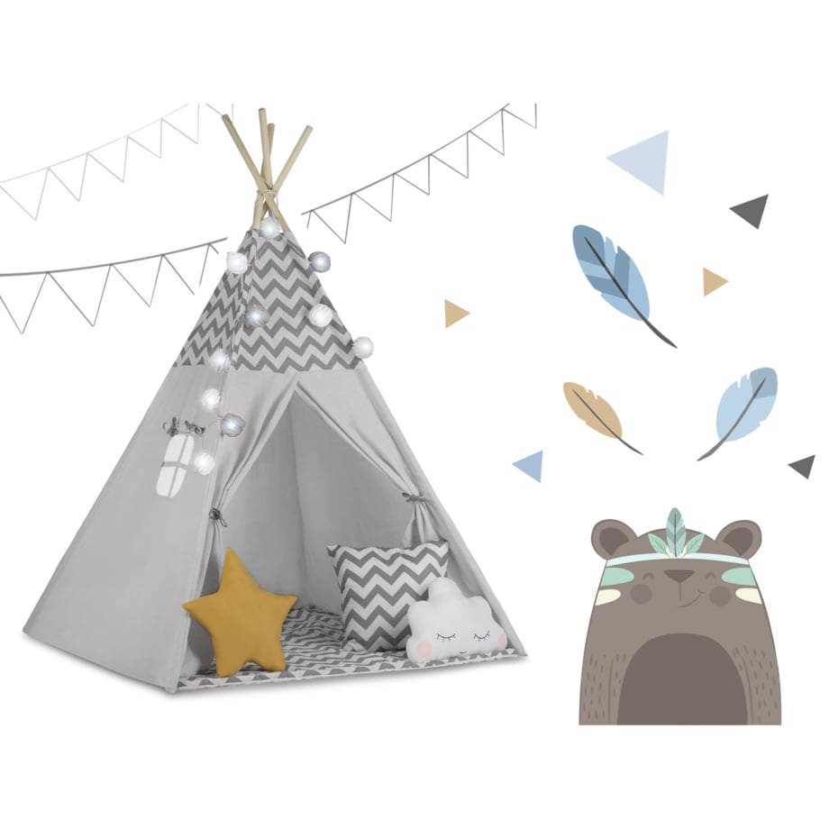 Tipi namiot wigwam dla dzieci teepee girlanda poduszki stabilizator Nukido