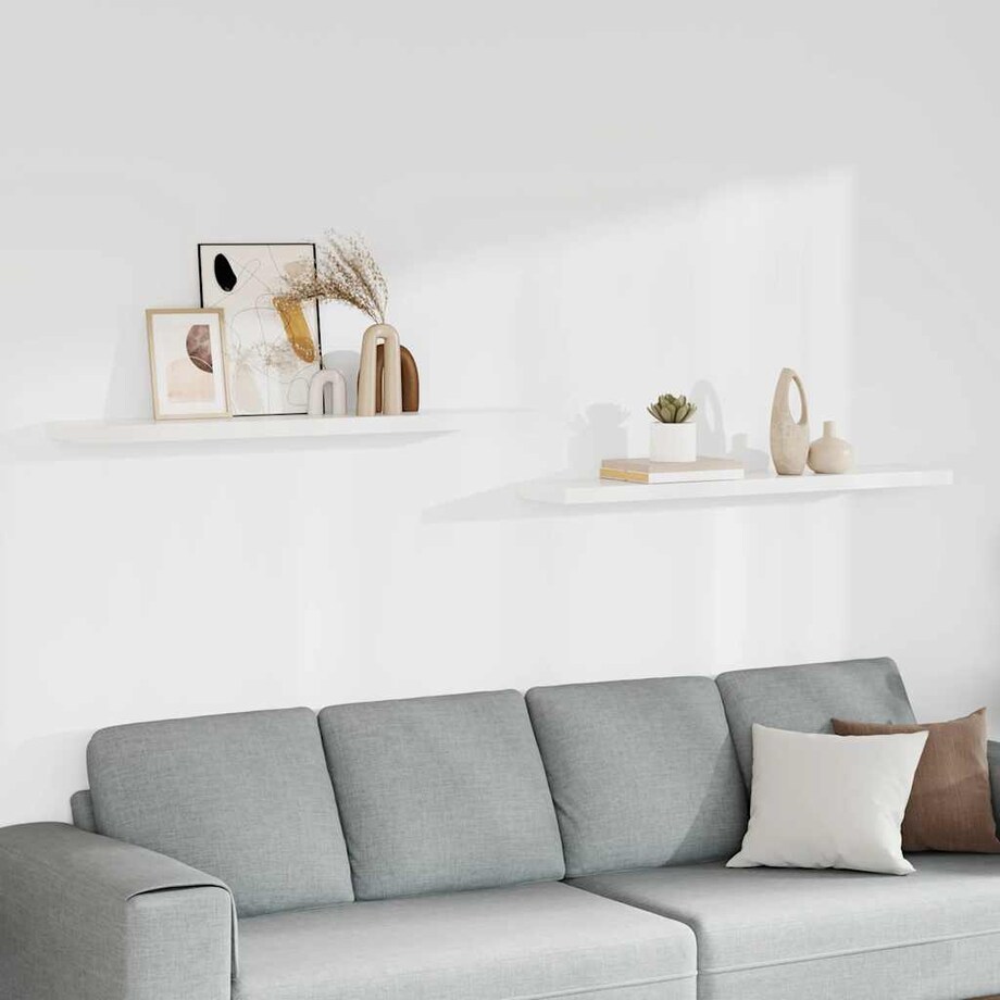 vidaXL Półki ścienne 2 szt., białe, 120x23,5x3,8 cm, MDF