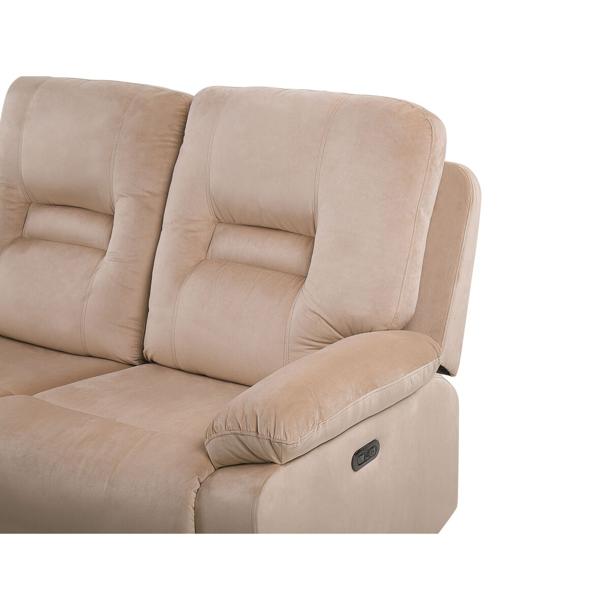 Sofa z elektryczną funkcją relaksu 3-osobowa welurowa LED z ładowarką beżowa BERGEN