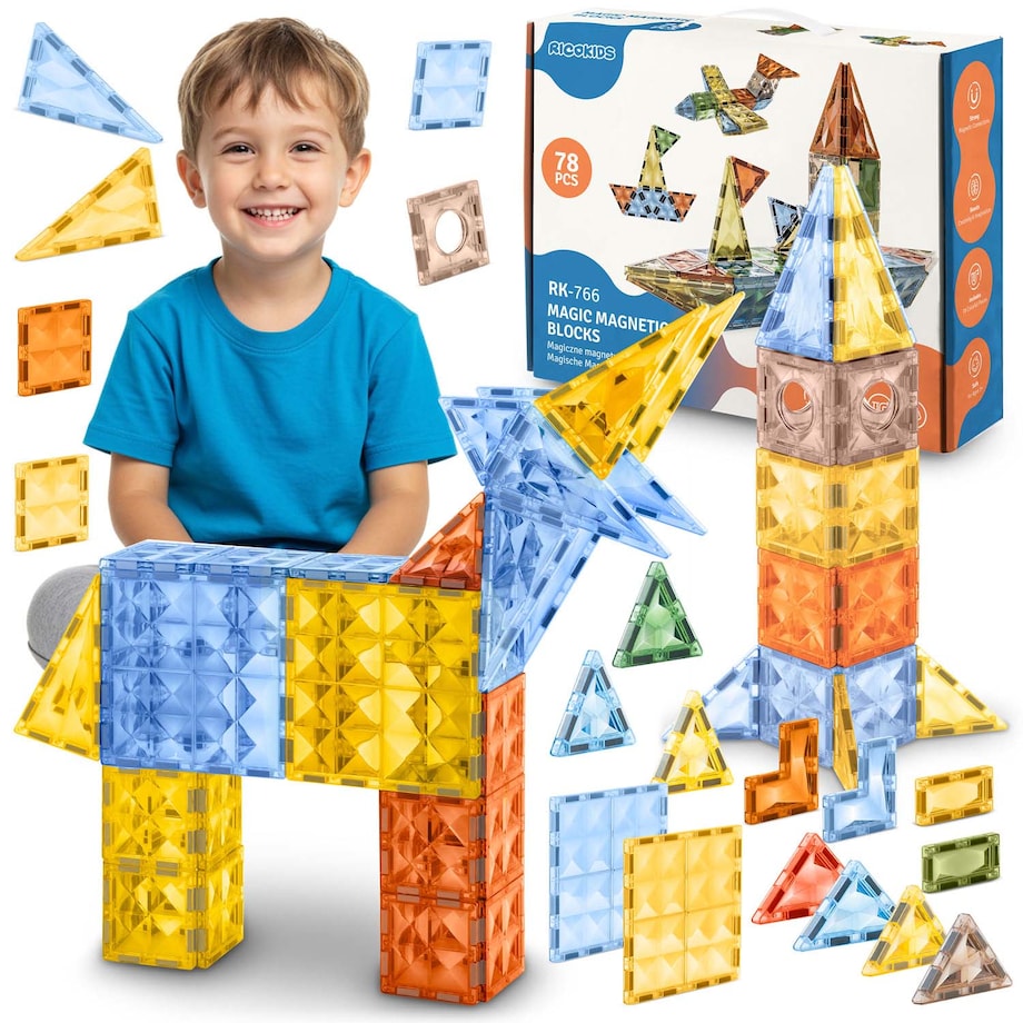 Klocki magnetyczne edukacyjne konstrukcyjne 3d Ricokids