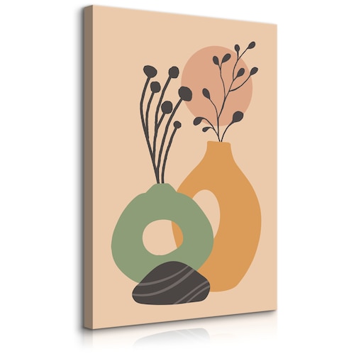 Obraz Pastelowe Dzbanki Wazony Gałązki 30x40cm