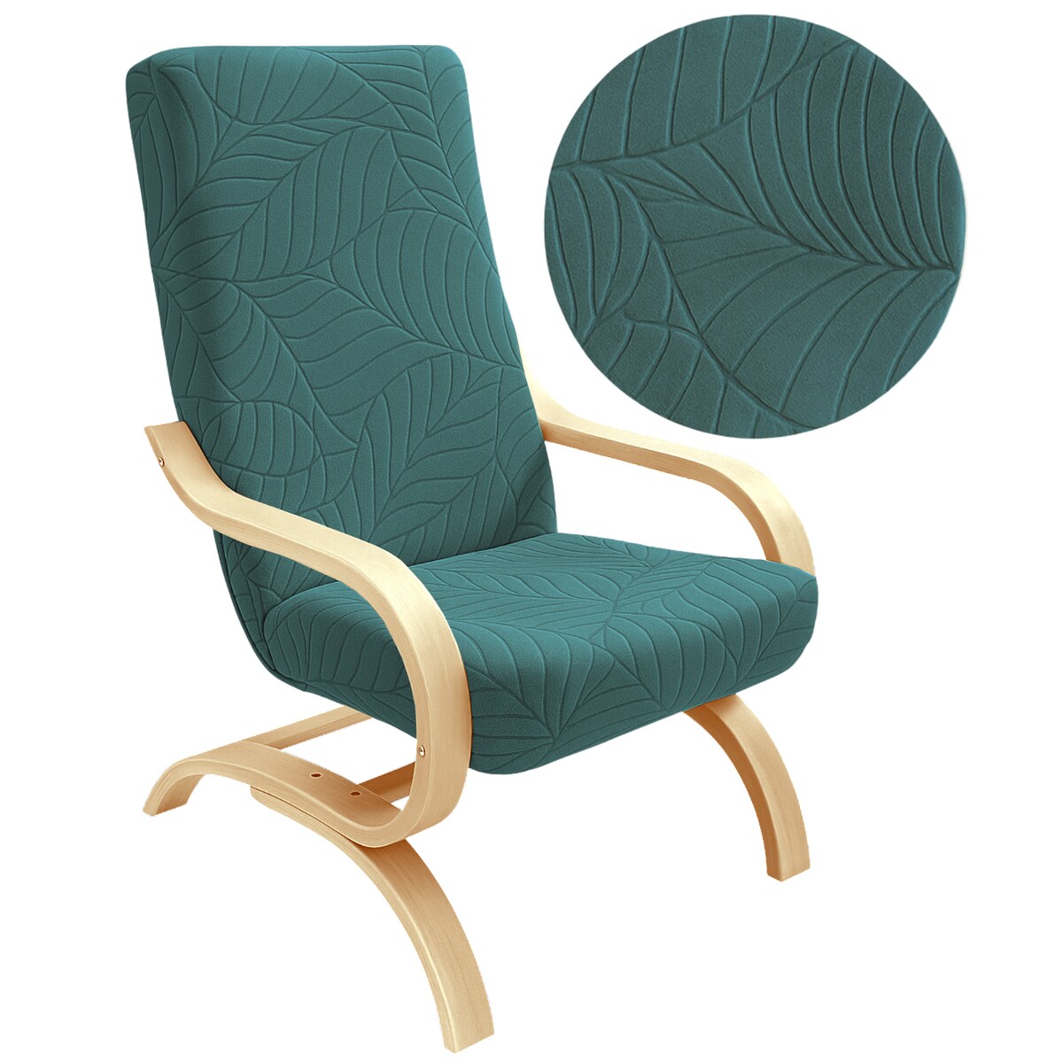 POKROWIEC NA FOTEL FINKA BUTELKOWA ZIELEŃ WELUR ŻAKARD WZORY ELASTYCZNY [32-Z3-ZLB]