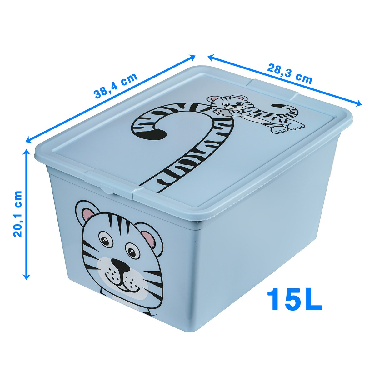 Pojemnik Plastikowy Na Zabawki Z Pokrywą 15 L Zamykany Do Pokoju Dzieci Niebieski