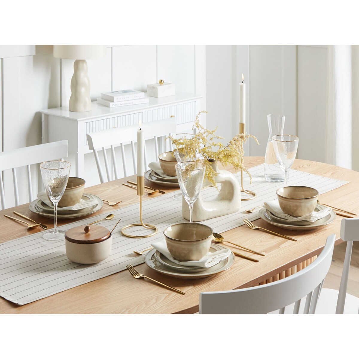 Zastawa stołowa 24-częściowa CHIVES Kamionka Jasnobeżowy