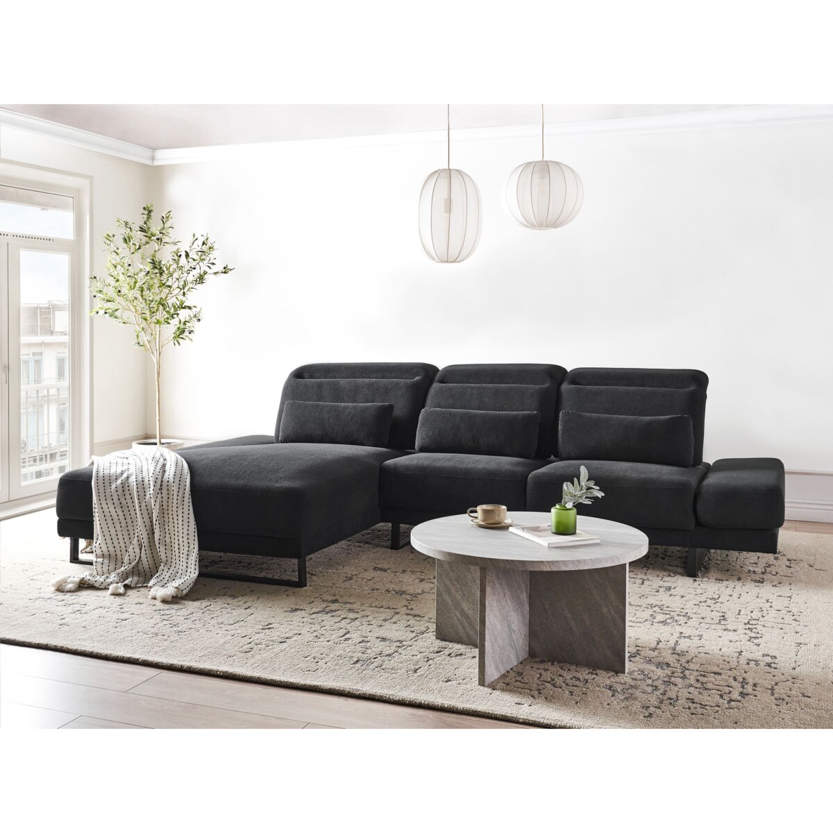 Narożnik IKAST Czarny dla 4 osób Prawostronny