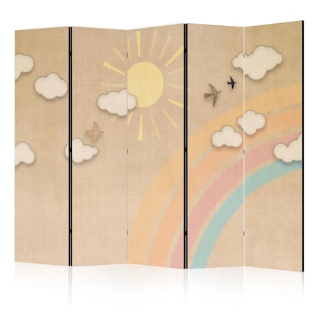 Parawan akustyczny Dla dzieci 225x172 cm 5-częściowy beżowy