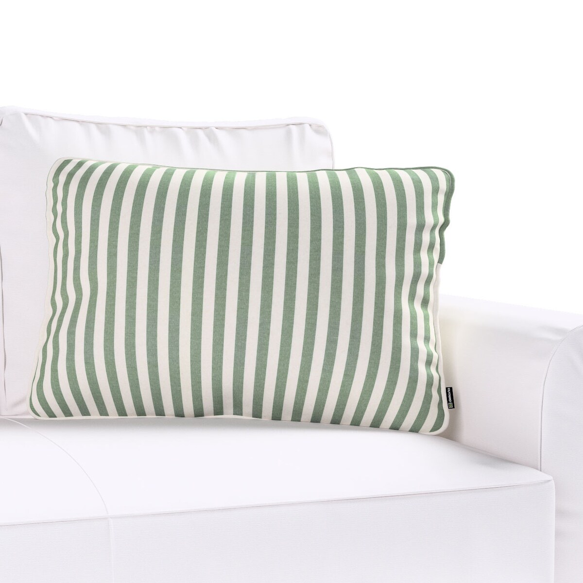 Poszewka Gabi na poduszkę prostokątna 60x40 zielono-białe pasy (1,5cm)