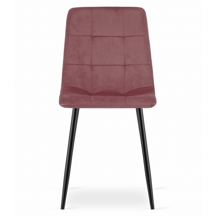 Krzesło Do Jadalni Kuchni Salonu Kara - Różowy Aksamit / Nogi Czarne X 4
