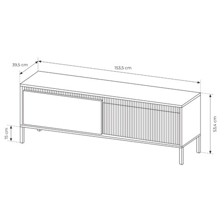 Szafka RTV 153 2D ENSO czarna na metalowych nóżkach