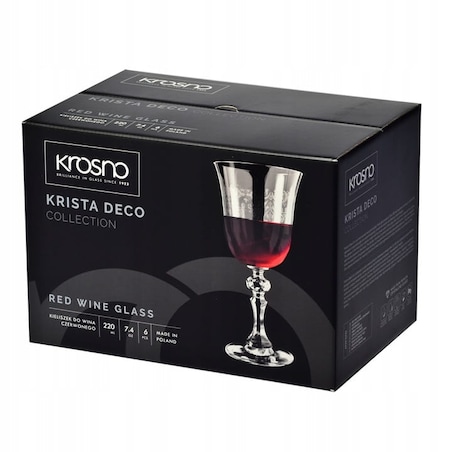 Krosno Kieliszki do Wina Czerwonego Wody Kristadeco 6 x 220 ml Ozdobne Zestaw