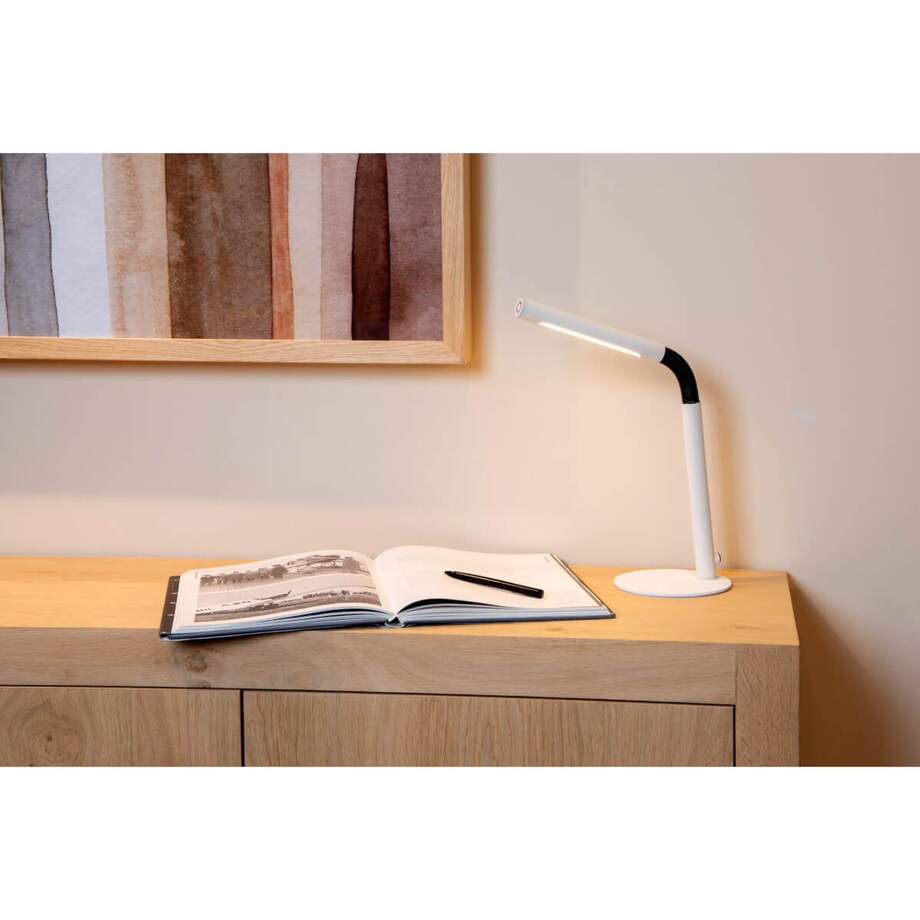 Biała lampa stojąca Gilly LED 3W ściemnialna na biurko