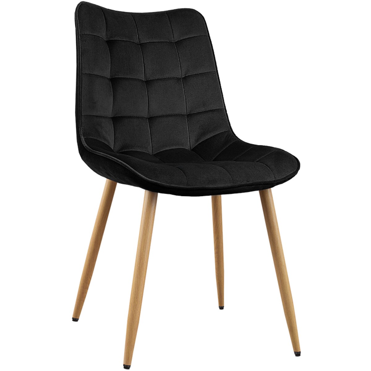 Krzesło tapicerowane do salonu jadalni pikowane welurowe czarne