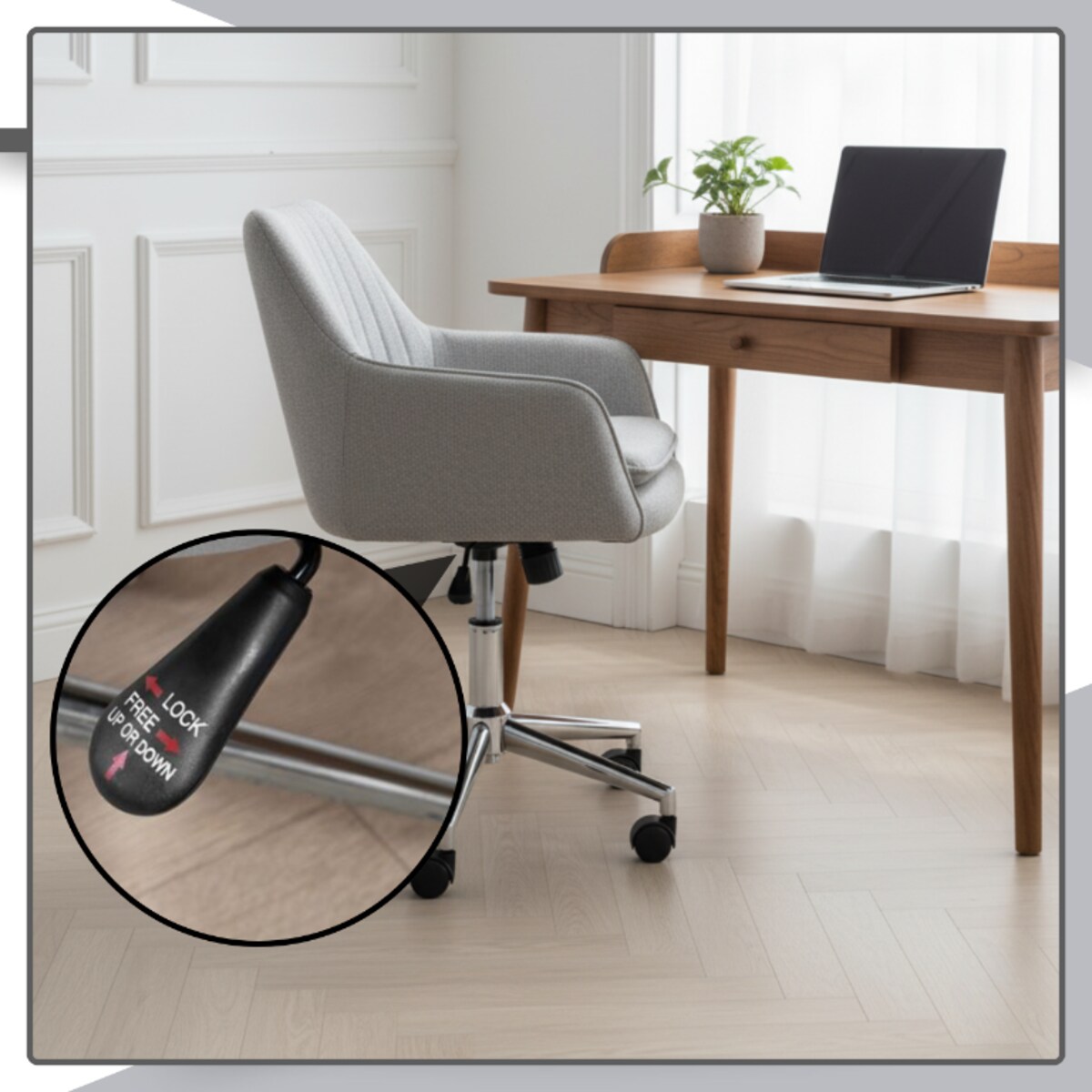 Fotel biurowy obrotowy krzesło biurowe welurowe do biurka regulowany szary