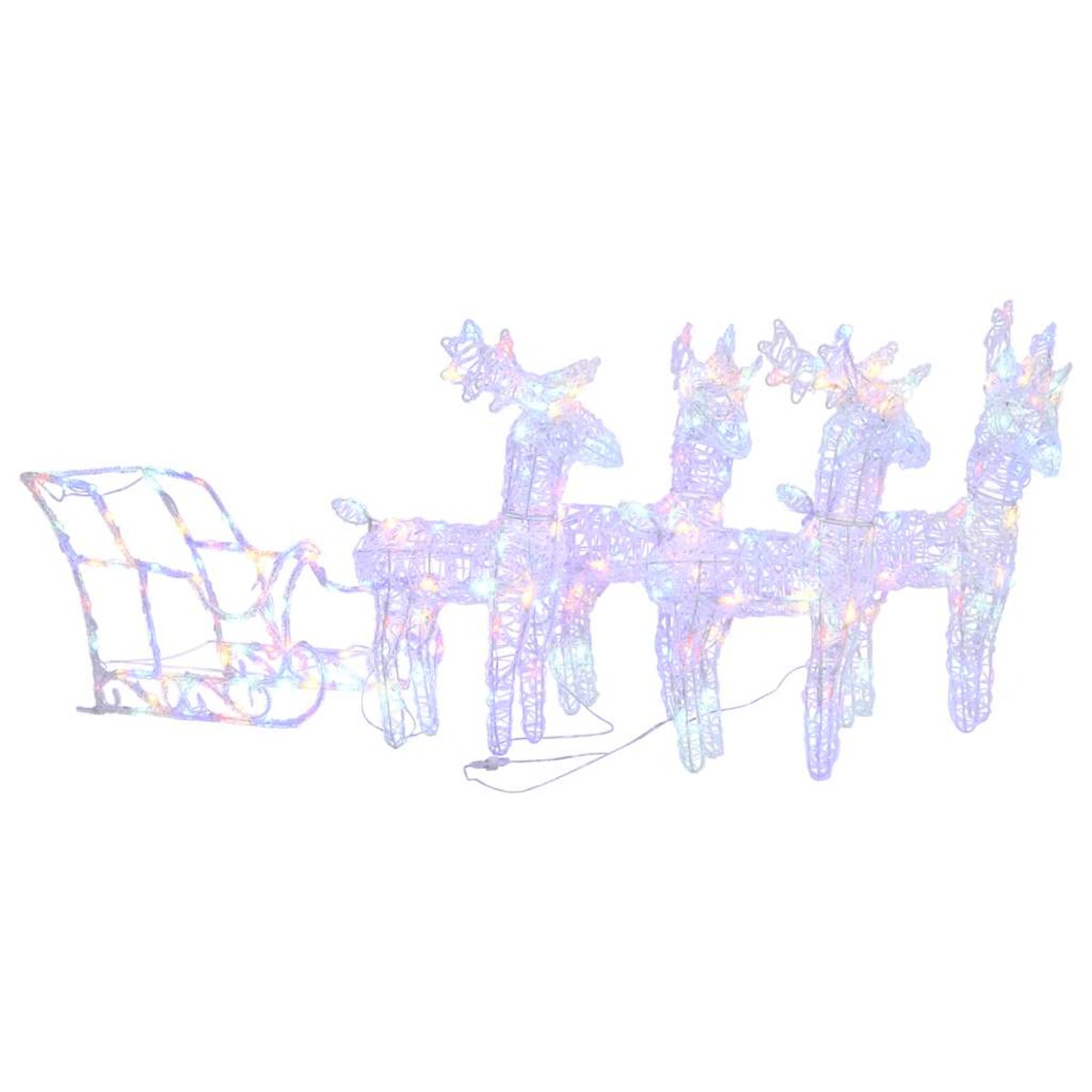 vidaXL Świąteczna dekoracja: renifery z saniami, 280x28x55 cm, akryl