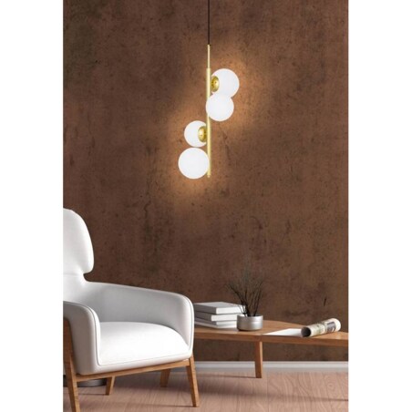 Wisząca lampa do sypialni Cordel szklane kule białe molekuły