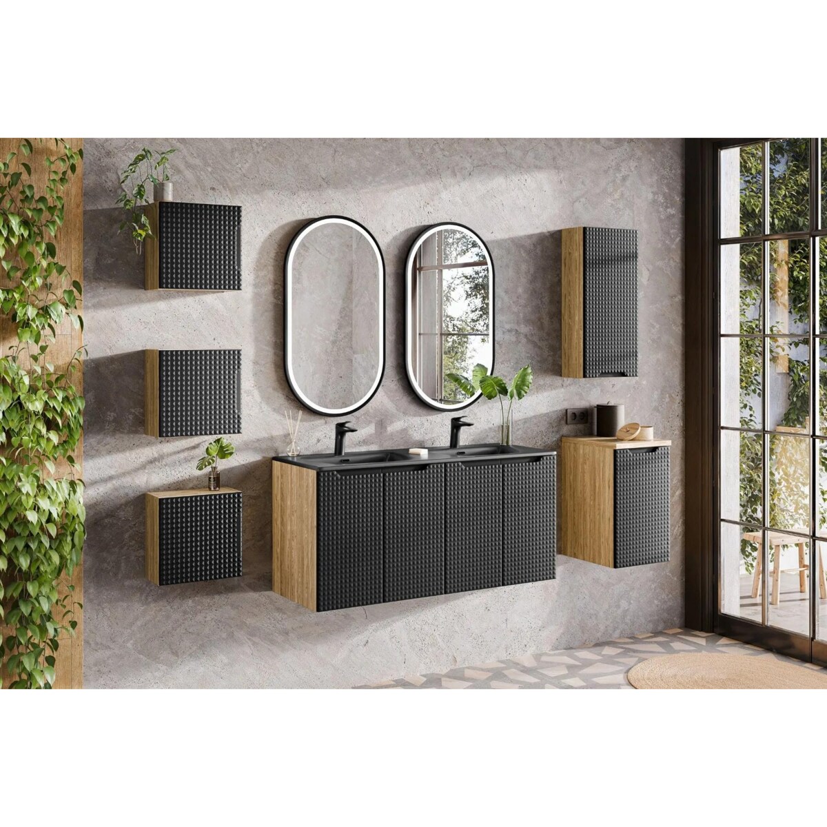 Szafka łazienkowa LUXOR BLACK 81-30-1D 30cm dąb olejowany/czarna