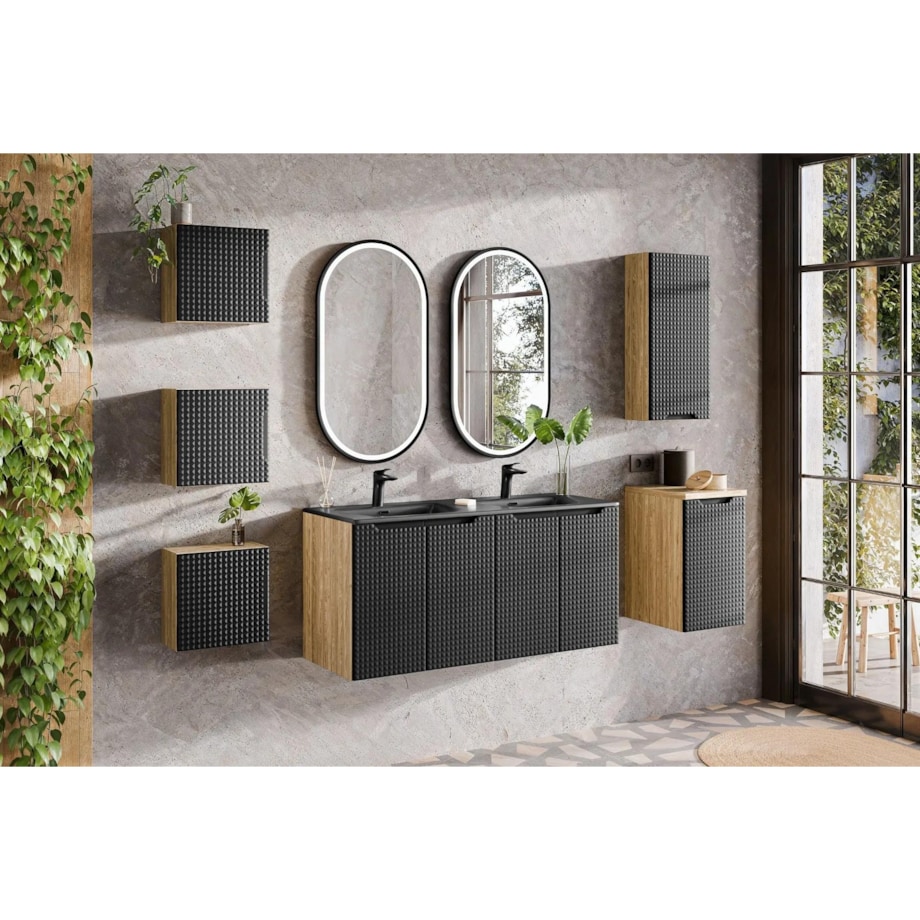 Szafka łazienkowa LUXOR BLACK 81-30-1D 30cm dąb olejowany/czarna