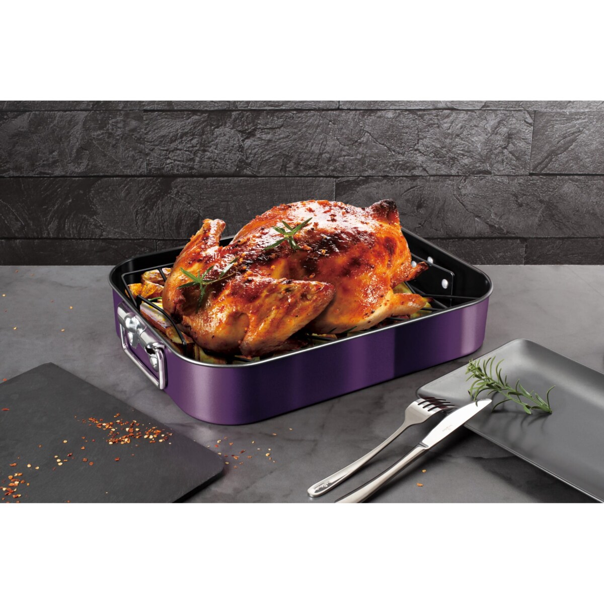 Brytfanna do pieczenia z rusztem 41.5x32cm BERLINGER HAUS Purple Eclipse
