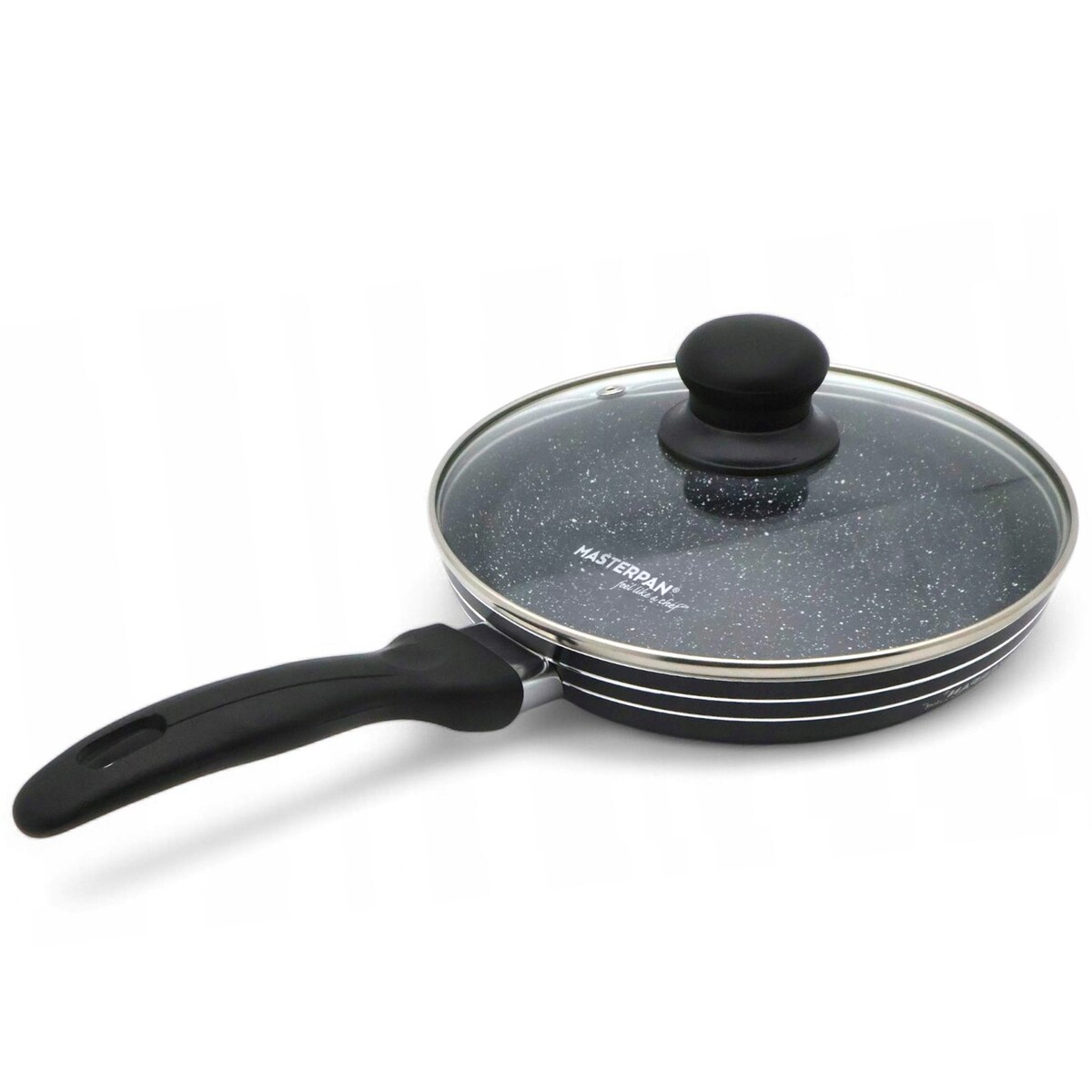 Patelnia Granitowa Pokrywka 22 Cm Plaster Miodu Indukcja Gaz 1.4L Wysoka 4.5