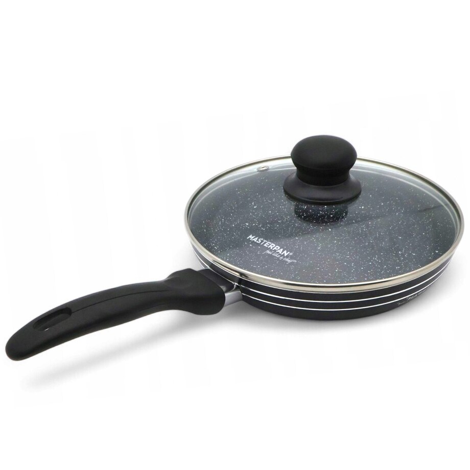 Patelnia Granitowa Pokrywka 22 Cm Plaster Miodu Indukcja Gaz 1.4L Wysoka 4.5