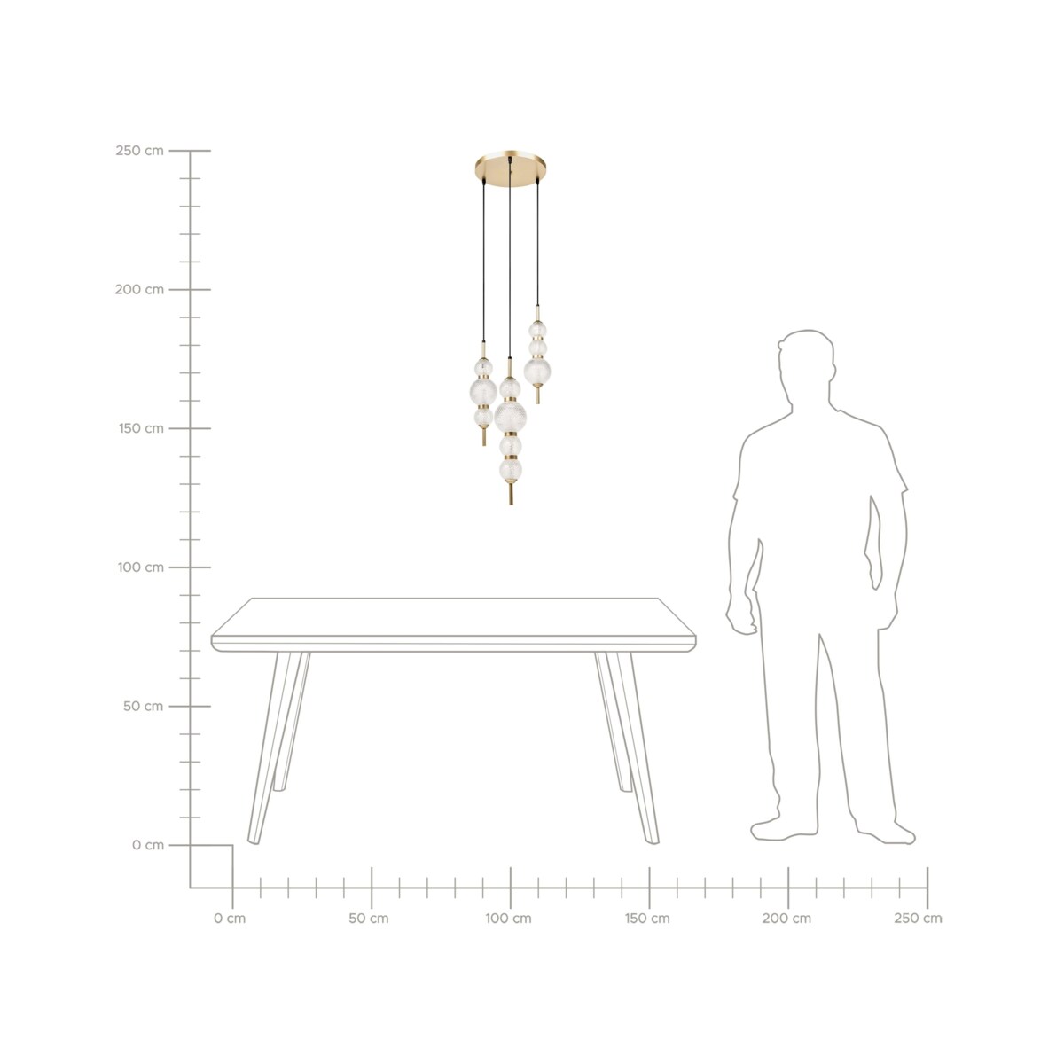 Lampa wisząca 3-punktowa ARAS LED Szkło Złoty