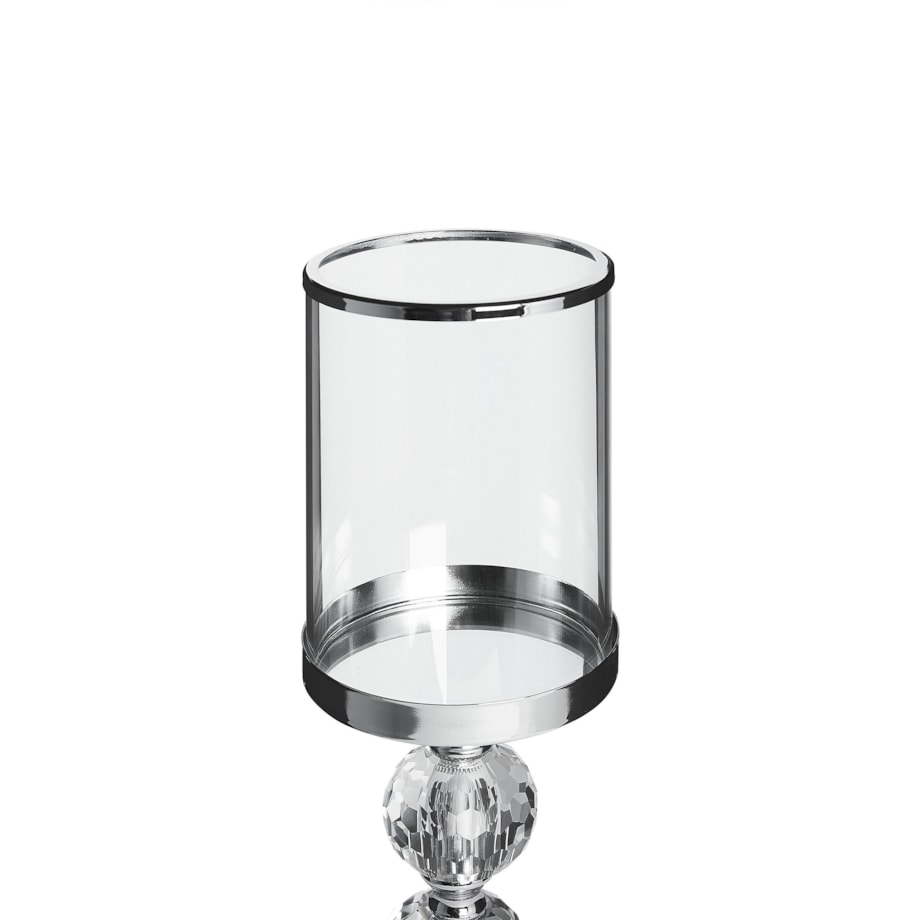 Świecznik szklany 36 cm srebrny COTUI