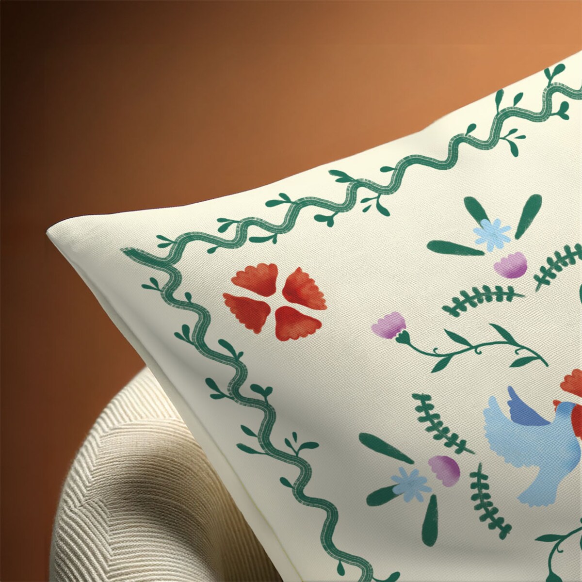 Poduszka świąteczna - Zimowy wieniec 45x45 cm