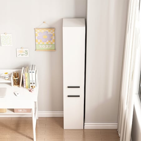 Regał Szafka Biała Nowoczesna Stojąca Słupek Wysoki Loft 2-drzwiowy 174 Cm