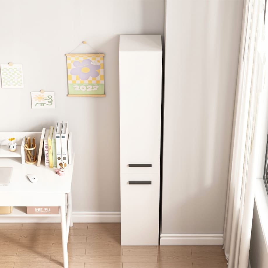 Regał Szafka Biała Nowoczesna Stojąca Słupek Wysoki Loft 2-drzwiowy 174 Cm